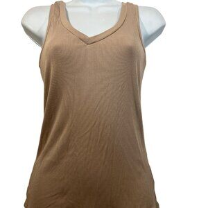 BOSTON PROPER camel brown V neck tank top WOMEN S